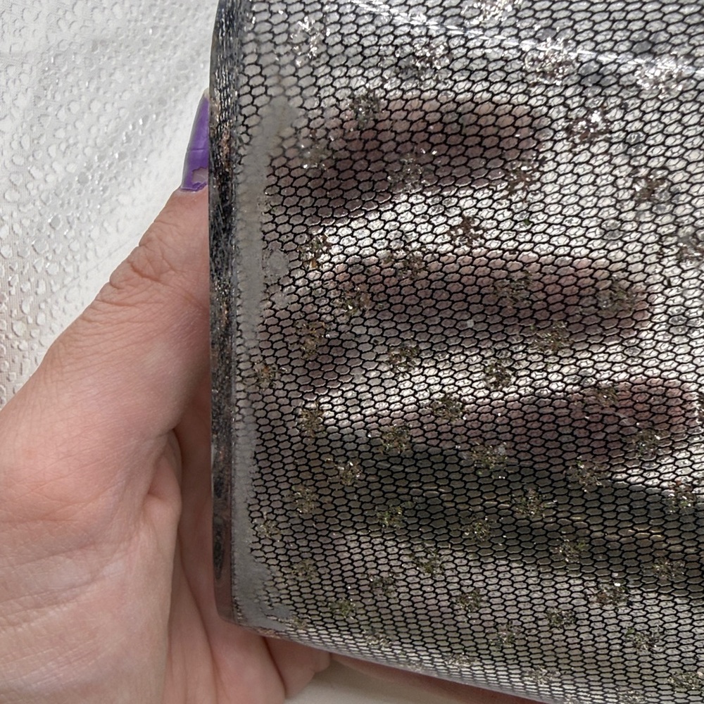Vtg Wilardy Lucite Clutch Purse Clear Silver Confetti Acrylic 50s 60s Glitter - Picture 8 of 16